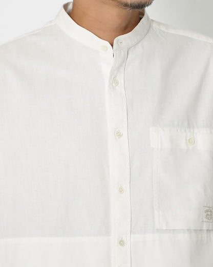 Organic Cotton Poplin Stand-Collar Shirt