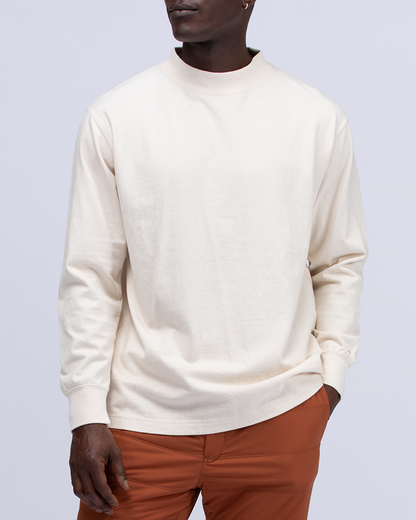 Recycled Cotton Mockneck Long Sleeve T-Shirt