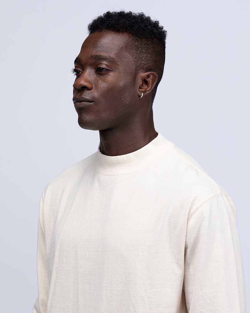 Recycled Cotton Mockneck Long Sleeve T-Shirt